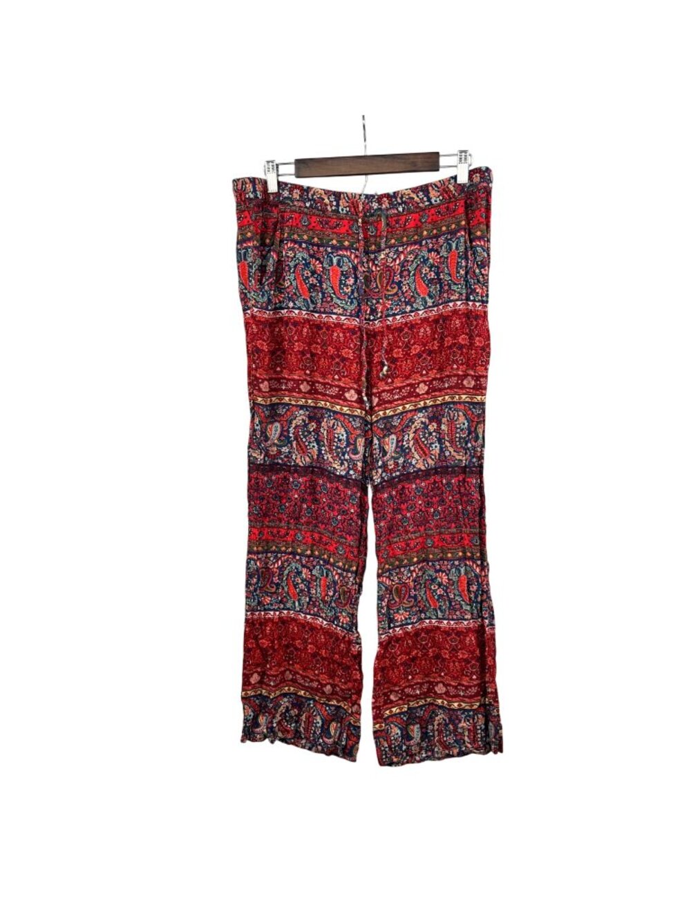 American Eagle Womens Mixed Print Pull On Pants Drawstring Red/Multi Size Large